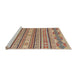 Sideview of Machine Washable Abstract Brown Red Rug, wshabs2738