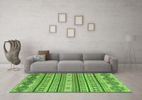 Machine Washable Abstract Green Modern Rug, wshabs2738grn