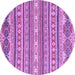 Round Machine Washable Abstract Purple Modern Area Rugs, wshabs2738pur