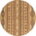 Round Abstract Brown Modern Rug, abs2738brn