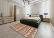 Abstract Brown Red Modern Rug in a Bedroom, abs2738