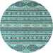 Round Machine Washable Abstract Light Blue Modern Rug, wshabs2738lblu