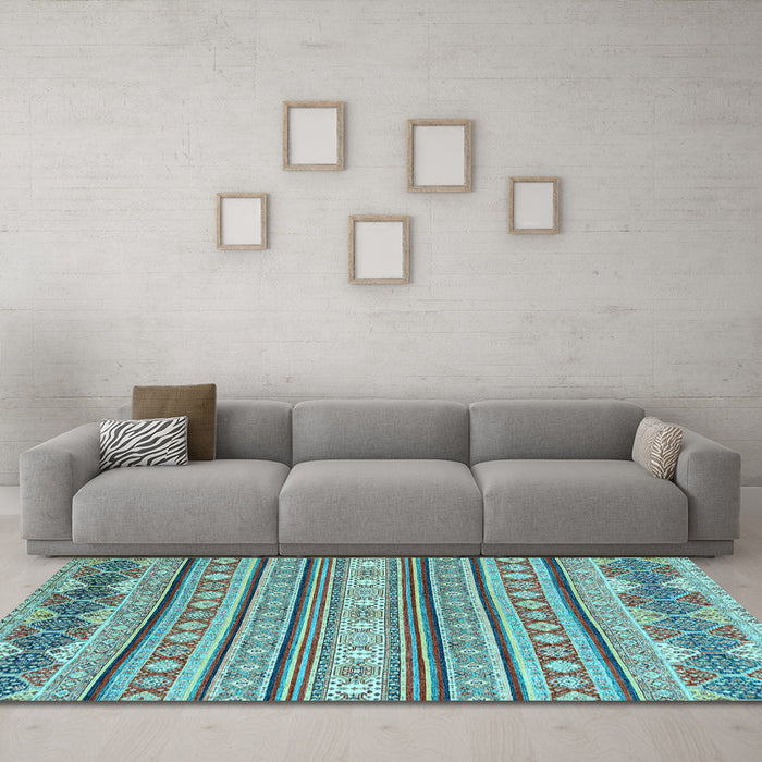 Machine Washable Abstract Light Blue Modern Rug in a Living Room, wshabs2738lblu