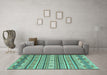 Machine Washable Abstract Turquoise Modern Area Rugs in a Living Room,, wshabs2738turq