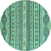 Round Abstract Turquoise Modern Rug, abs2738turq