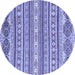 Round Machine Washable Abstract Blue Modern Rug, wshabs2738blu