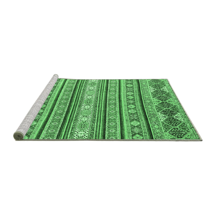 Sideview of Machine Washable Abstract Emerald Green Modern Area Rugs, wshabs2738emgrn