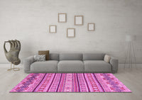 Machine Washable Abstract Pink Modern Rug, wshabs2738pnk