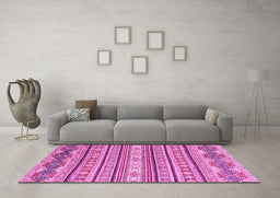 Machine Washable Abstract Pink Modern Rug in a Living Room, wshabs2738pnk