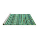 Sideview of Machine Washable Abstract Turquoise Modern Area Rugs, wshabs2738turq