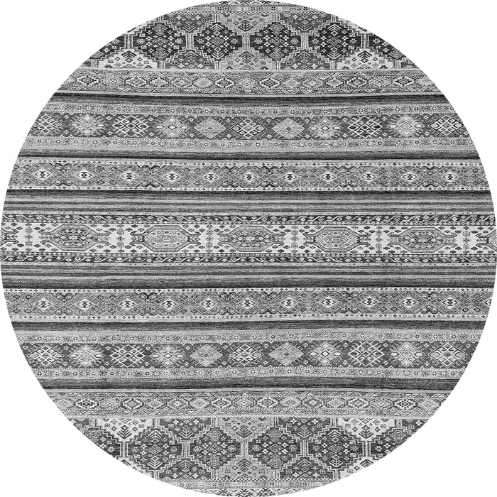Round Machine Washable Abstract Gray Modern Rug, wshabs2738gry