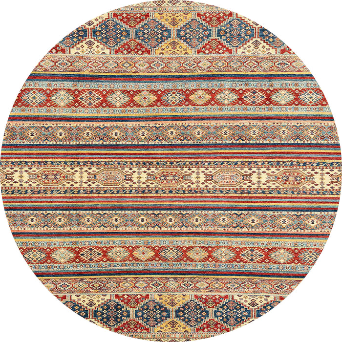 Round Machine Washable Abstract Brown Red Rug, wshabs2738