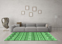 Machine Washable Abstract Emerald Green Modern Rug, wshabs2738emgrn