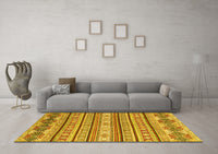 Machine Washable Abstract Yellow Modern Rug, wshabs2738yw