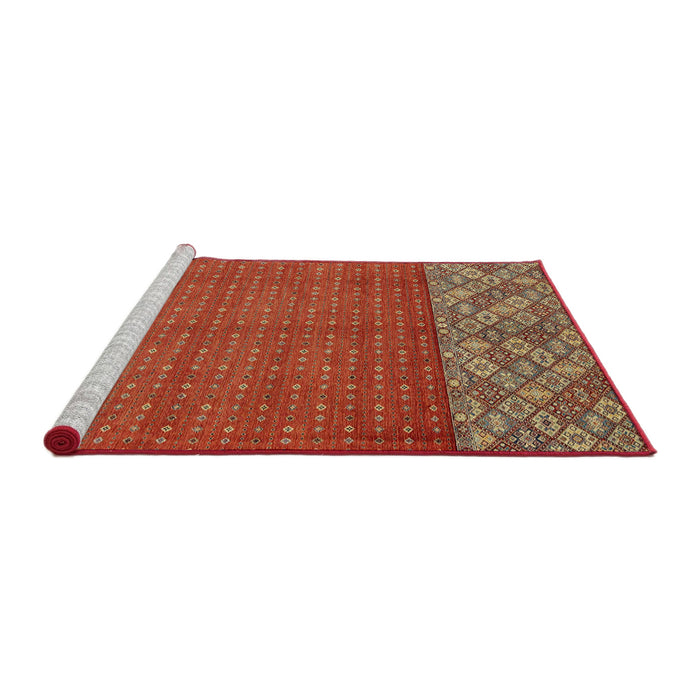 Sideview of Machine Washable Abstract Red Rug, wshabs2739