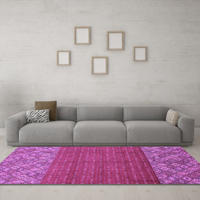 Machine Washable Abstract Purple Modern Area Rugs in a Living Room, wshabs2739pur