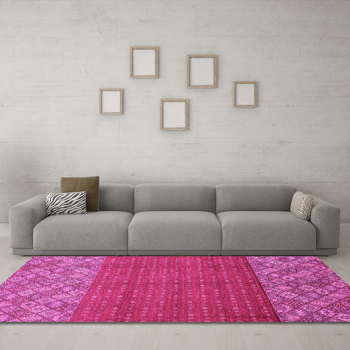 Machine Washable Abstract Pink Modern Rug in a Living Room, wshabs2739pnk
