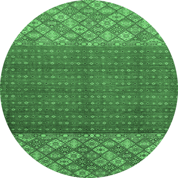 Round Abstract Emerald Green Modern Rug, abs2739emgrn