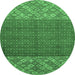 Round Abstract Emerald Green Modern Rug, abs2739emgrn