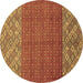 Round Machine Washable Abstract Brown Modern Rug, wshabs2739brn