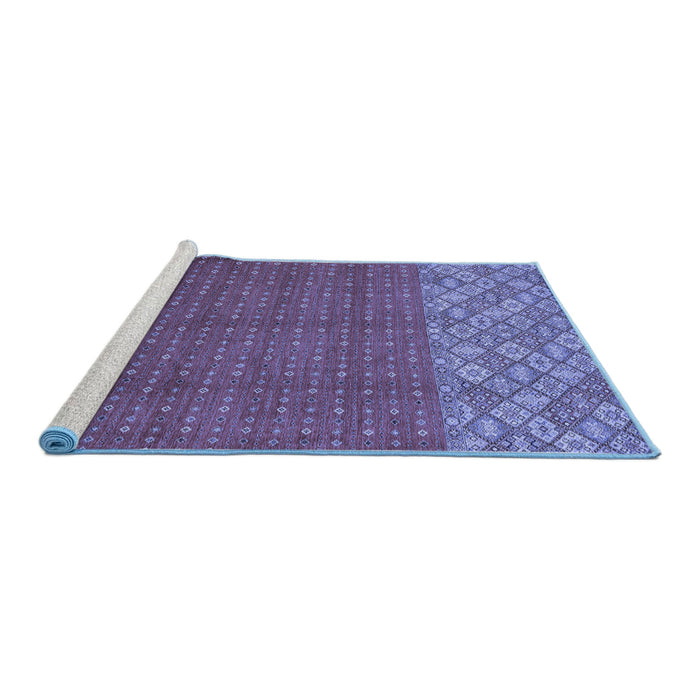 Sideview of Machine Washable Abstract Blue Modern Rug, wshabs2739blu