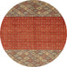 Round Machine Washable Abstract Red Rug, wshabs2739