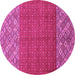 Round Abstract Pink Modern Rug, abs2739pnk