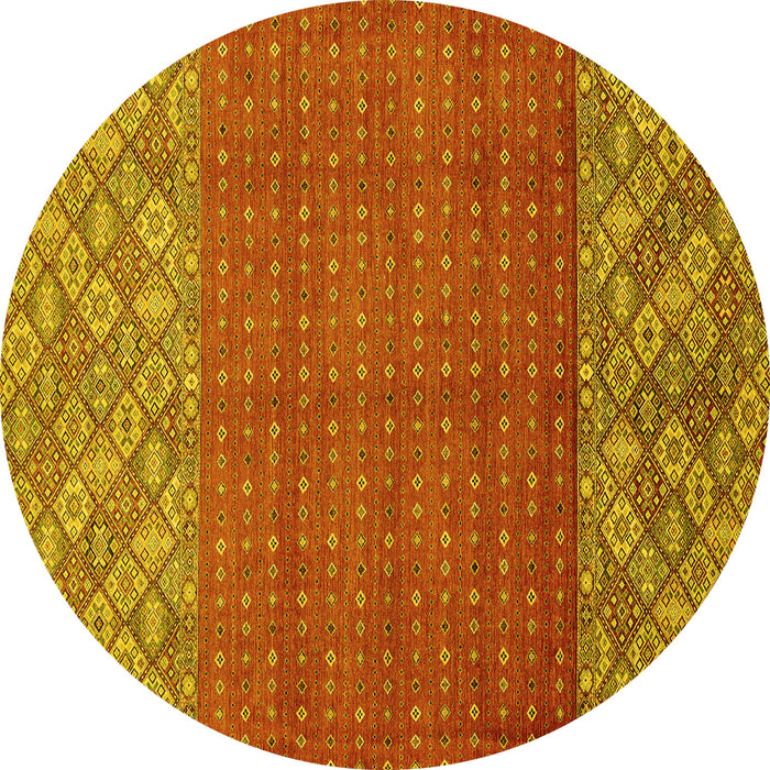 Round Machine Washable Abstract Yellow Modern Rug, wshabs2739yw