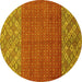 Round Machine Washable Abstract Yellow Modern Rug, wshabs2739yw