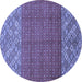 Round Abstract Blue Modern Rug, abs2739blu