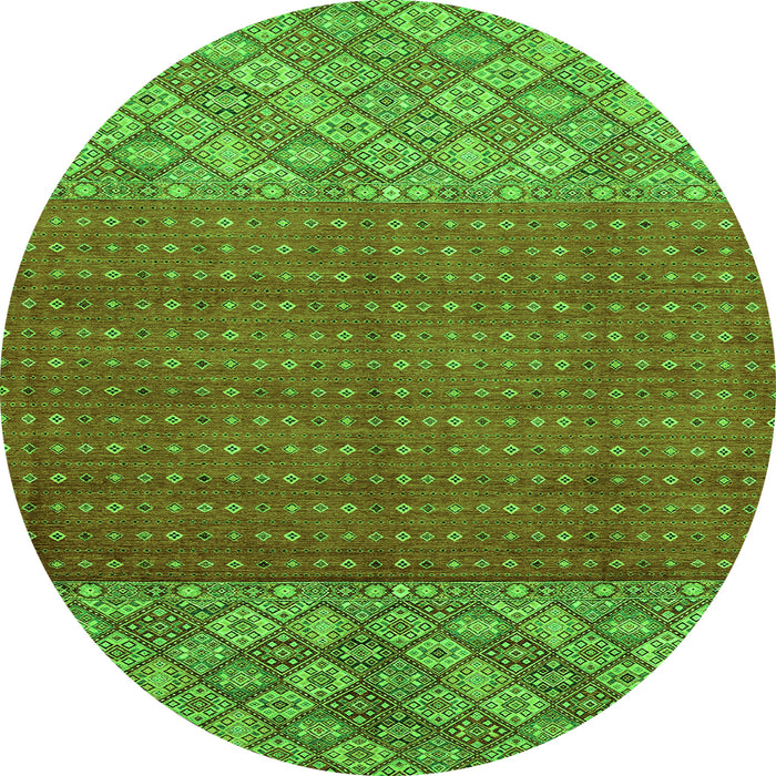 Round Abstract Green Modern Rug, abs2739grn