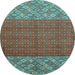 Round Abstract Light Blue Modern Rug, abs2739lblu