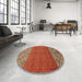 Round Machine Washable Abstract Red Rug in a Office, wshabs2739