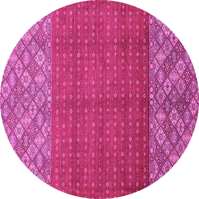 Round Machine Washable Abstract Pink Modern Rug, wshabs2739pnk