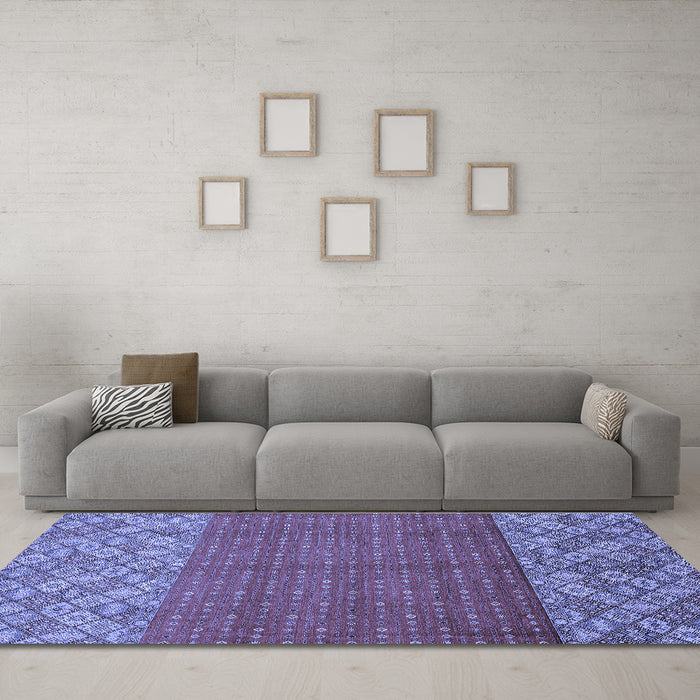 Machine Washable Abstract Blue Modern Rug in a Living Room, wshabs2739blu