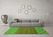 Machine Washable Abstract Green Modern Area Rugs in a Living Room,, wshabs2739grn