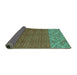 Sideview of Abstract Turquoise Modern Rug, abs2739turq