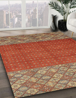 Machine Washable Abstract Red Rug in a Family Room, wshabs2739