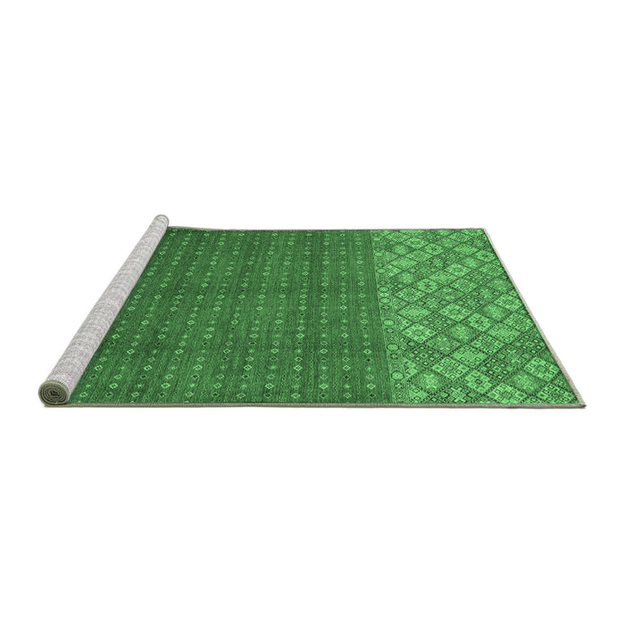 Sideview of Machine Washable Abstract Emerald Green Modern Area Rugs, wshabs2739emgrn