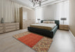 Abstract Red Modern Rug in a Bedroom, abs2739