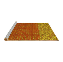 Sideview of Machine Washable Abstract Yellow Modern Rug, wshabs2739yw