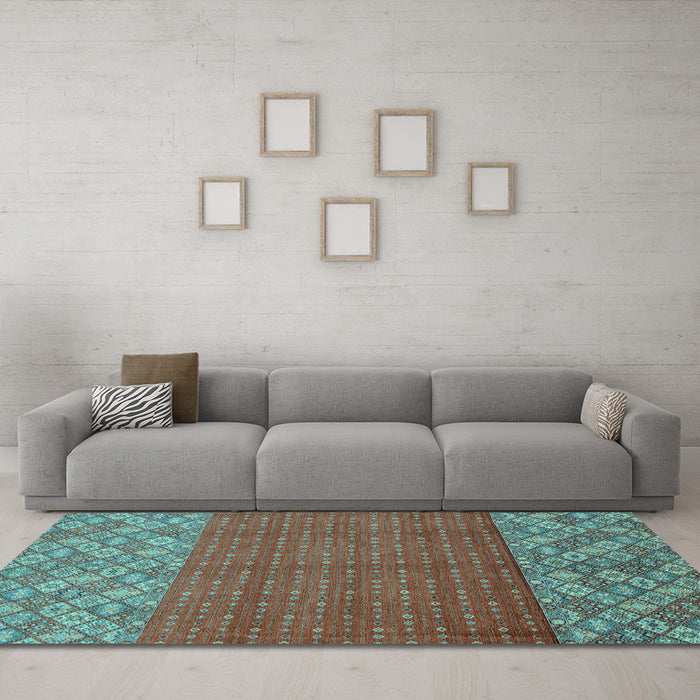 Machine Washable Abstract Light Blue Modern Rug in a Living Room, wshabs2739lblu