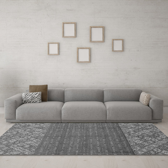 Machine Washable Abstract Gray Modern Rug in a Living Room,, wshabs2739gry