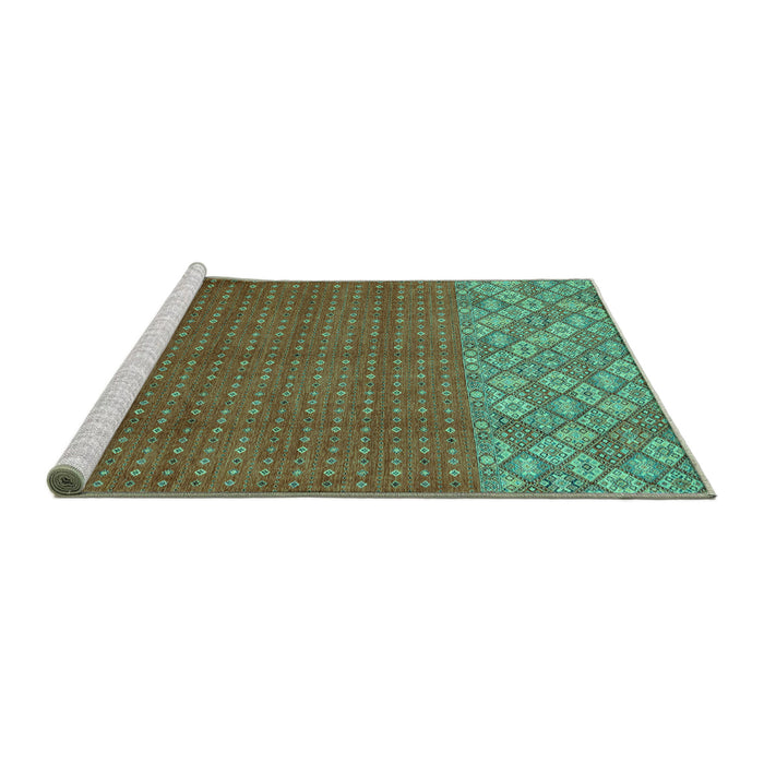Sideview of Machine Washable Abstract Turquoise Modern Area Rugs, wshabs2739turq
