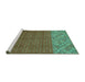 Sideview of Machine Washable Abstract Turquoise Modern Area Rugs, wshabs2739turq