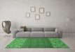 Machine Washable Abstract Emerald Green Modern Area Rugs in a Living Room,, wshabs2739emgrn