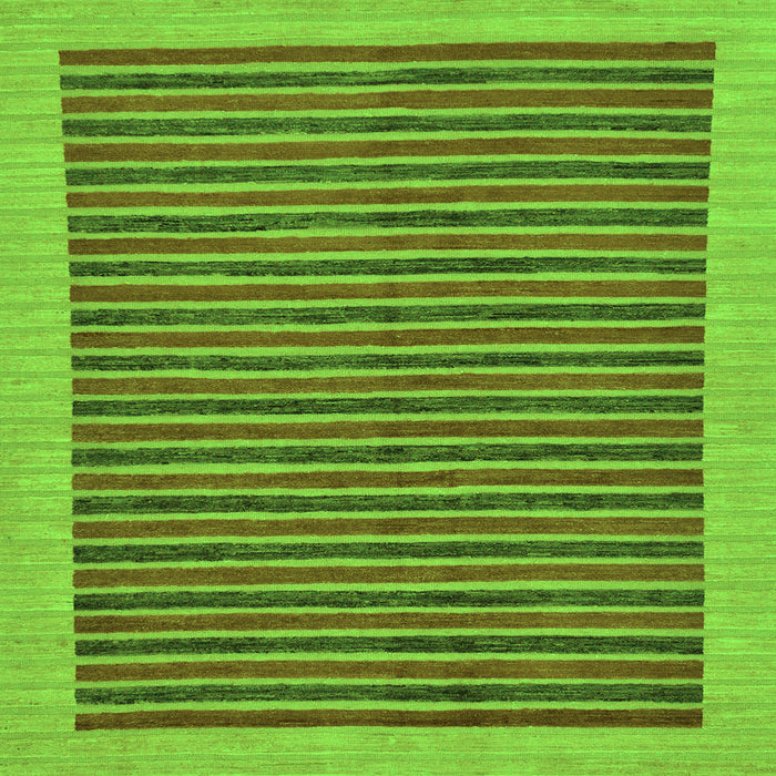 Square Machine Washable Oriental Green Modern Area Rugs, wshabs273grn