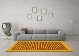 Machine Washable Oriental Yellow Modern Rug in a Living Room, wshabs273yw