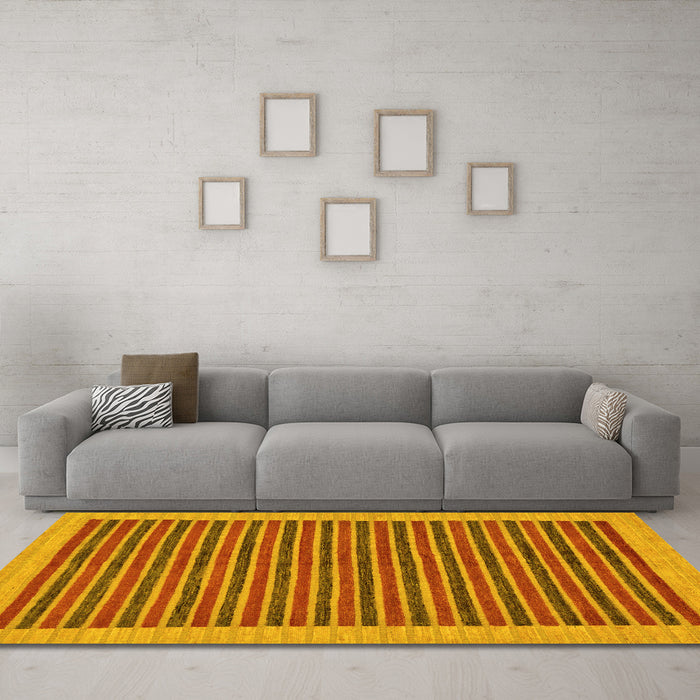 Machine Washable Oriental Yellow Modern Rug in a Living Room, wshabs273yw