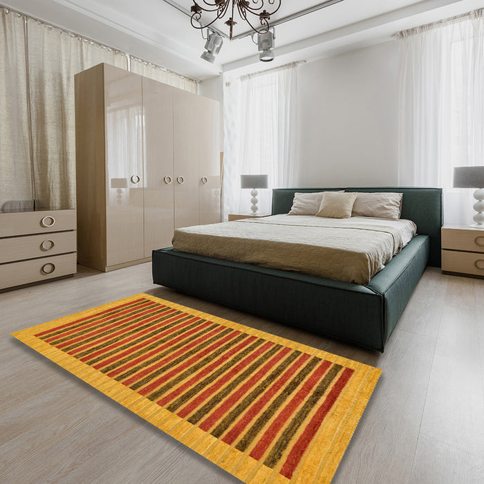 Machine Washable Abstract Dark Orange Rug in a Bedroom, wshabs273